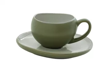 Чашка с блюдцем "Organica" 90 мл (цв. зеленый) (арт. EL-R2657/ORGR)