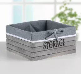 Корзина для хранения "Storage" деревянная квадратная 19х19х10 см, цвет серый, средняя 3549377