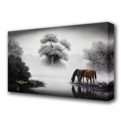 Картина на холсте "Кони на водопое" 60*100 см 3674894