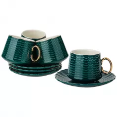 Набор чайный на 4 перс. 8пр. 220мл., темно-зеленый (кор.6 наб.) (арт. 91-055)