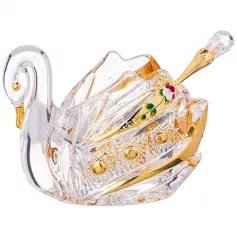 Икорница "Лебедь" lefard gold glass 11*7*8,5 см с ложкой (кор=48шт.) (арт.195-123)