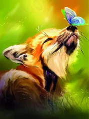 Картина "Лиса с бабочкой" 300*400 мм