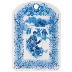 Доска разделочная сувенирная "Гжель. Катание на санках", 19,5×27,5 см 3583682