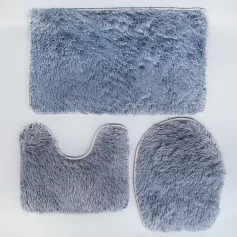Набор ковриков для ванны и туалета "Пушистик" 3 шт 32х40, 40х50, 50х80 см цвет серый 2581477