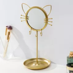 Зеркало настольное "Котик" 31х14х17 см, золото 6913098