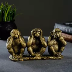Фигура "Три шимпанзе на ветке" 20х12х6 см 7004729