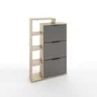 ТУМБА ПОД ОБУВЬ 3 ЯЩИКА (АРТ. ТО-6) (800*245*1264ММ) (небула/графит, ручка СА-6, цвет - черный) - фото 1 - миниатюра