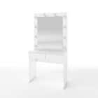 СТОЛ ТУАЛЕТНЫЙ С ЛАМПОЧКАМИ (ТИП 2) 900Х420Х1750ММ (белый (легкий шелк)) - фото 1 - миниатюра