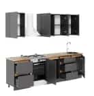 АЙДЕН (серый графит/серый графит/столешница (0,5м+1,0 м+0,5м), дуб вотан 26мм) - фото 2 - миниатюра