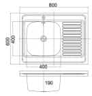 EMAR, мойка накладная 800*600мм (арт. T6080LQ) (чаша выпуска, система слива) - фото 2 - миниатюра
