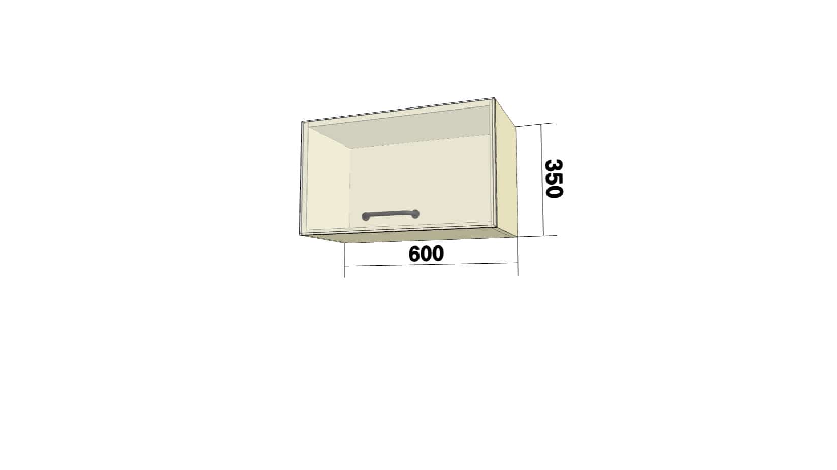 Шкаф с 1 откидной дверью (О) (ШхВхГ: 600x350x280) - фото 2