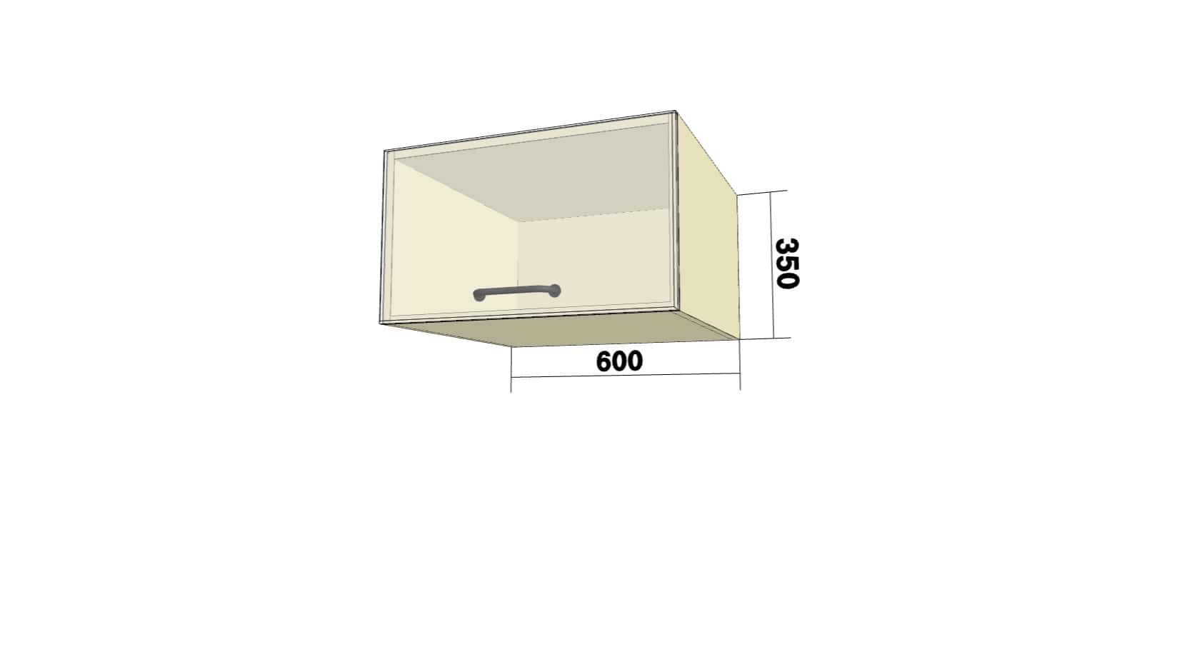 Шкаф с 1 откидной дверью (О (глуб.)) (ШхВхГ: 600x350x574) - фото 2