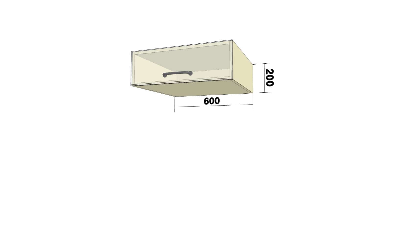Шкаф-антресоль с 1 откидной дверью (новый) (Ант. (нов.)) (ШхВхГ: 600x200x560) - фото 2