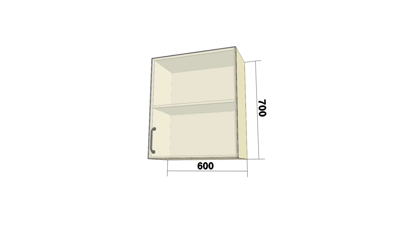 Шкаф с 1 распашной дверью (Р) (ШхВхГ: 600x700x280) - фото 2