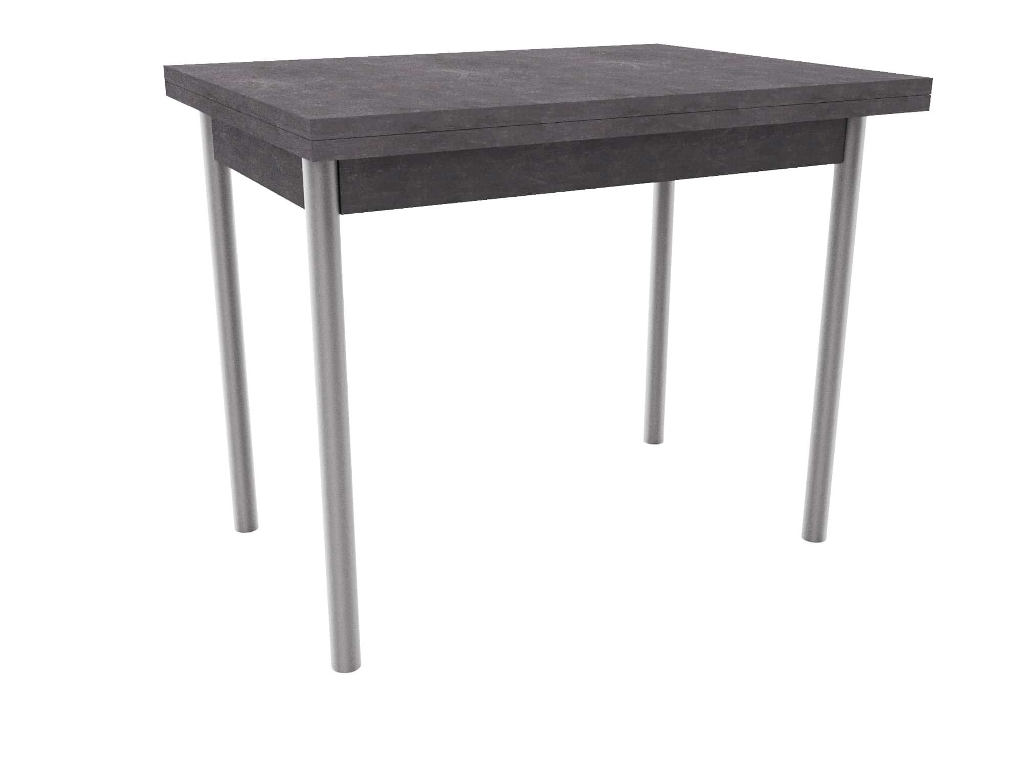 СТОЛ ОБЕДЕННЫЙ РАСКЛАДНОЙ НА ЛОМБЕРНОЙ ПЕТЛЕ СТ22 ЛДСП 600(1200)*800*750 (Алюминий Хром/Ателье темный (0000/0199)) - фото 1