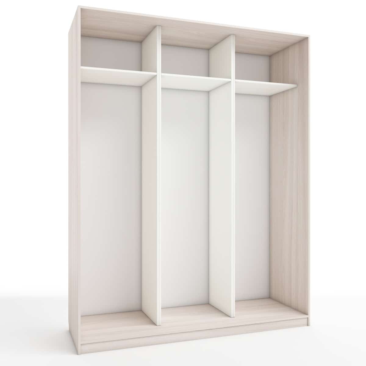 КОРПУС ШКАФА 1800*600*2300 ММ С АНТРЕСОЛЬНЫМИ ПОЛКАМИ (Корпус: ЯСЕНЬ СВЕТЛЫЙ, Наполнение: БЕЛЫЙ шагрень) - фото 1