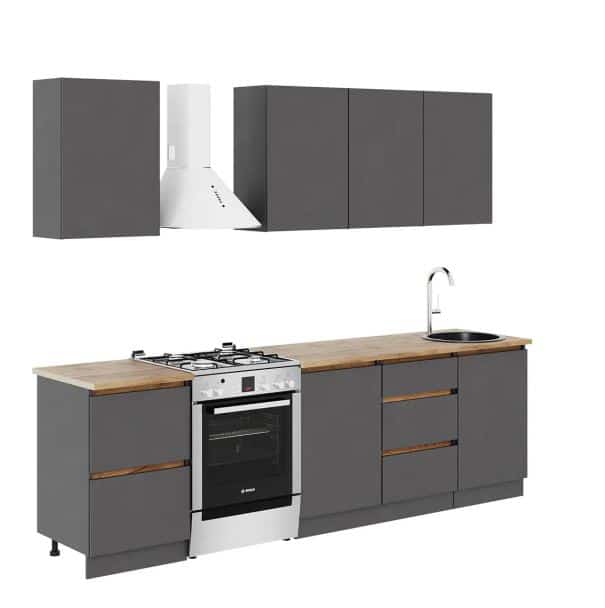 АЙДЕН (серый графит/серый графит/столешница (0,5м+1,0 м+0,5м), дуб вотан 26мм) - фото 1