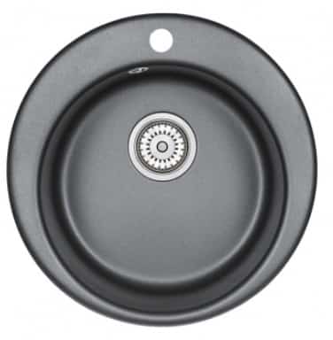 EMAR ГРАНИТ EM-4801 МОЙКА ВРЕЗНАЯ КРУГЛАЯ D480, С ВЫРЕЗОМ ПОД СМЕСИТЕЛЬ (шварц/оникс) - фото 1