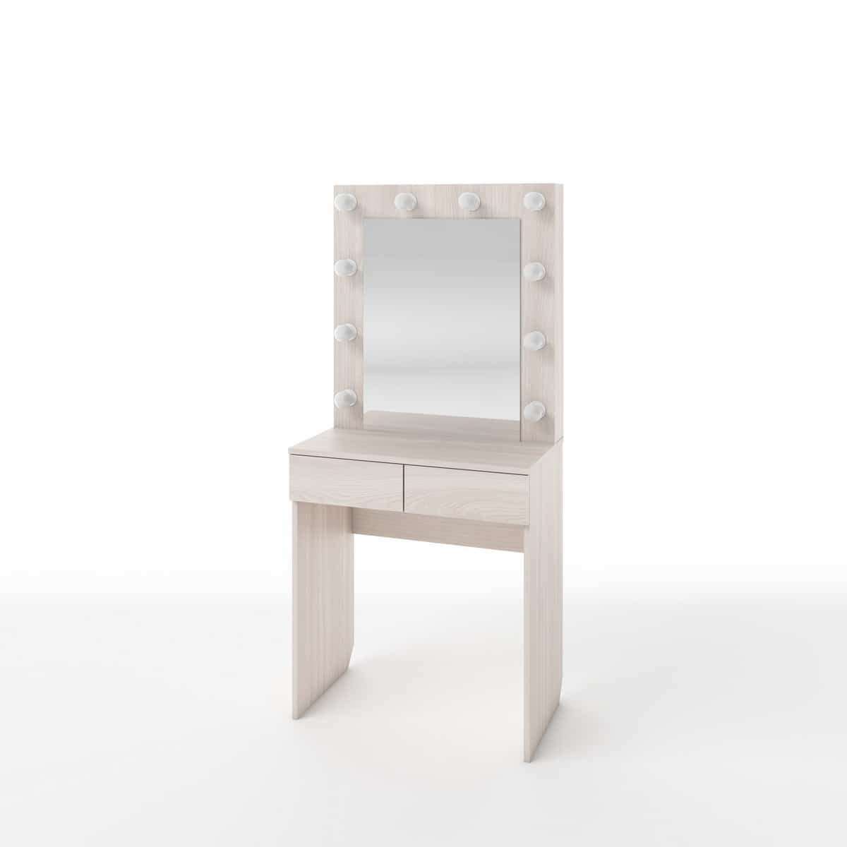 СТОЛ ТУАЛЕТНЫЙ С ЛАМПОЧКАМИ (ТИП 1) 700Х420Х1530ММ (ясень светлый) - фото 1