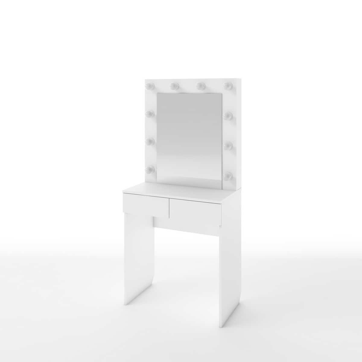 СТОЛ ТУАЛЕТНЫЙ С ЛАМПОЧКАМИ (ТИП 1) 700Х420Х1530ММ (белый (легкий шелк)) - фото 1