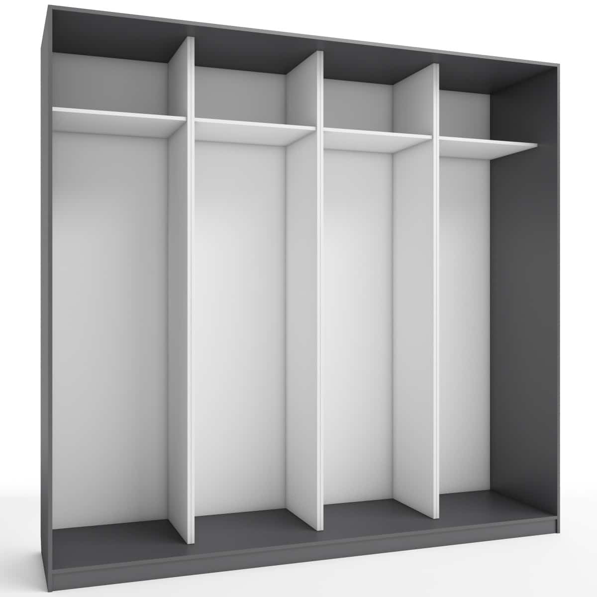 КОРПУС ШКАФА 2400*600*2300 ММ С АНТРЕСОЛЬНЫМИ ПОЛКАМИ (Корпус: ГРАФИТ, Наполнение: БЕЛЫЙ легкий шелк) - фото 1
