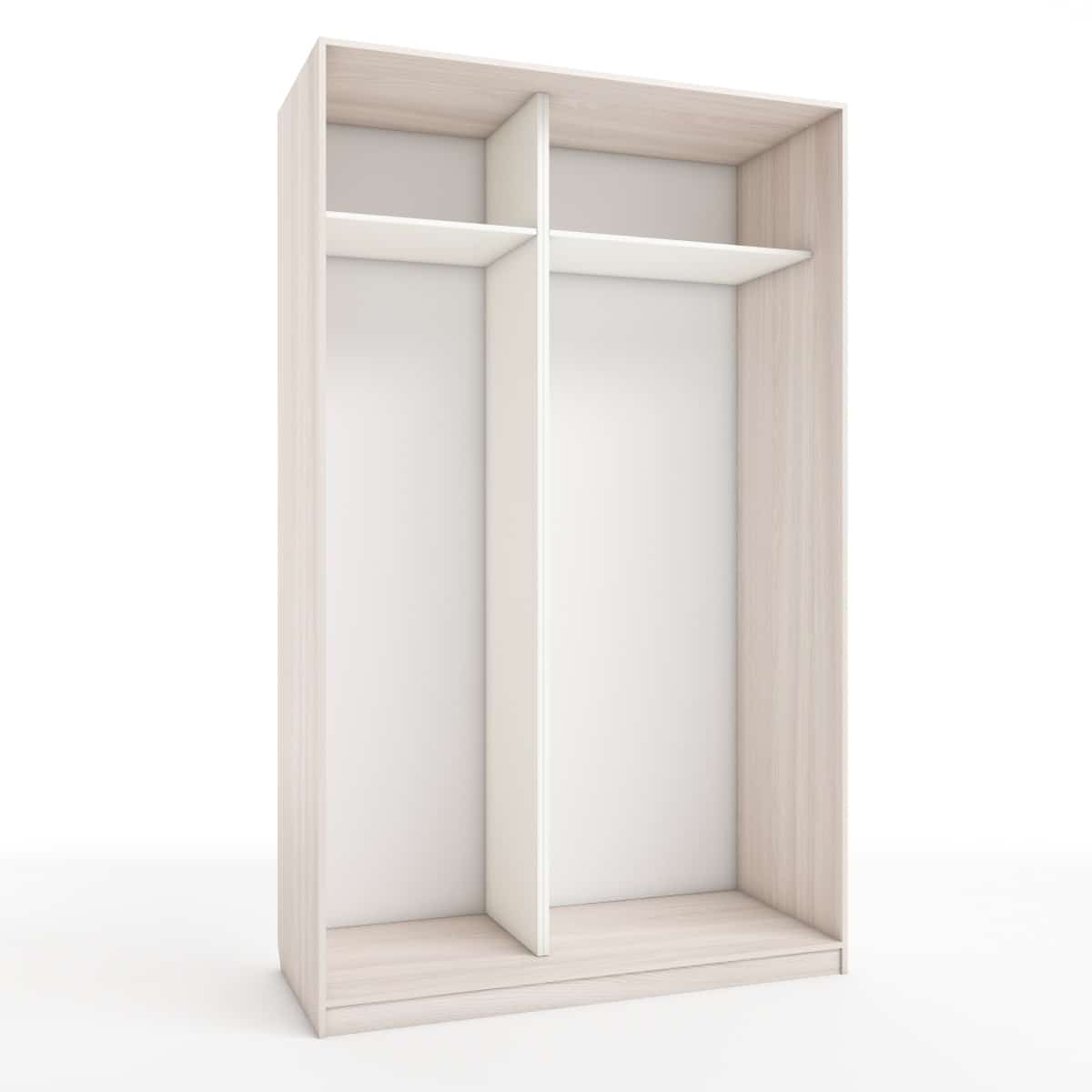 КОРПУС ШКАФА 1400*600*2300 ММ С АНТРЕСОЛЬНЫМИ ПОЛКАМИ (Корпус: ЯСЕНЬ СВЕТЛЫЙ, Наполнение: БЕЛЫЙ шагрень) - фото 1