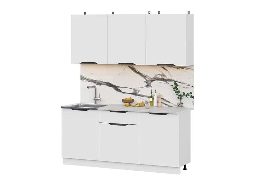 КАЙЛИ (белый/белый/столешница 26 мм ( 0.6м+0.6м), антарес) - фото 1