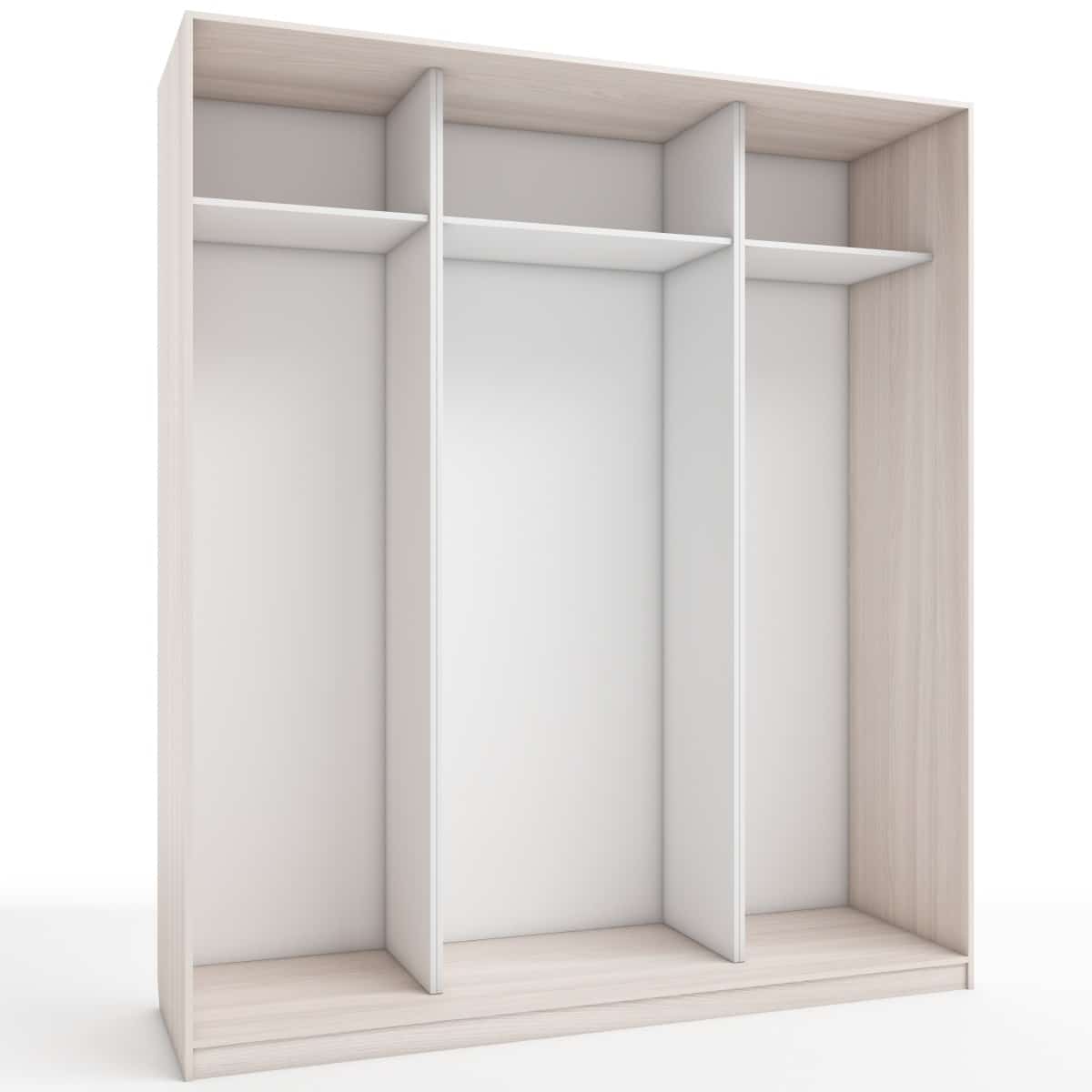 КОРПУС ШКАФА 2000*600*2300 ММ С АНТРЕСОЛЬНЫМИ ПОЛКАМИ (Корпус: ЯСЕНЬ СВЕТЛЫЙ, Наполнение: БЕЛЫЙ шагрень) - фото 1