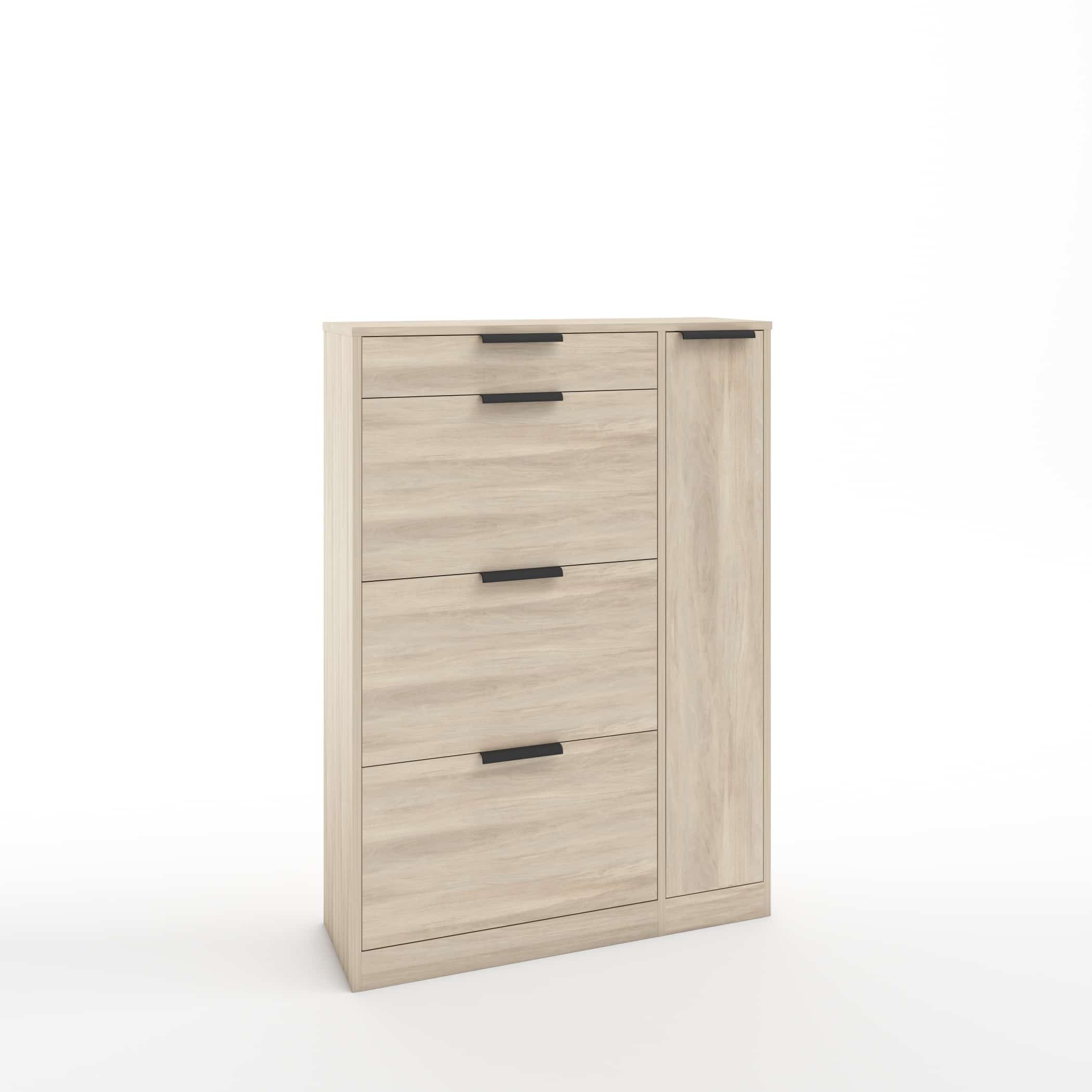 ТУМБА ПОД ОБУВЬ (АРТ. ТО-4) (850*280*1200ММ) (либерти/наполнение графит/ ручка СА-6, цвет - черный) - фото 1