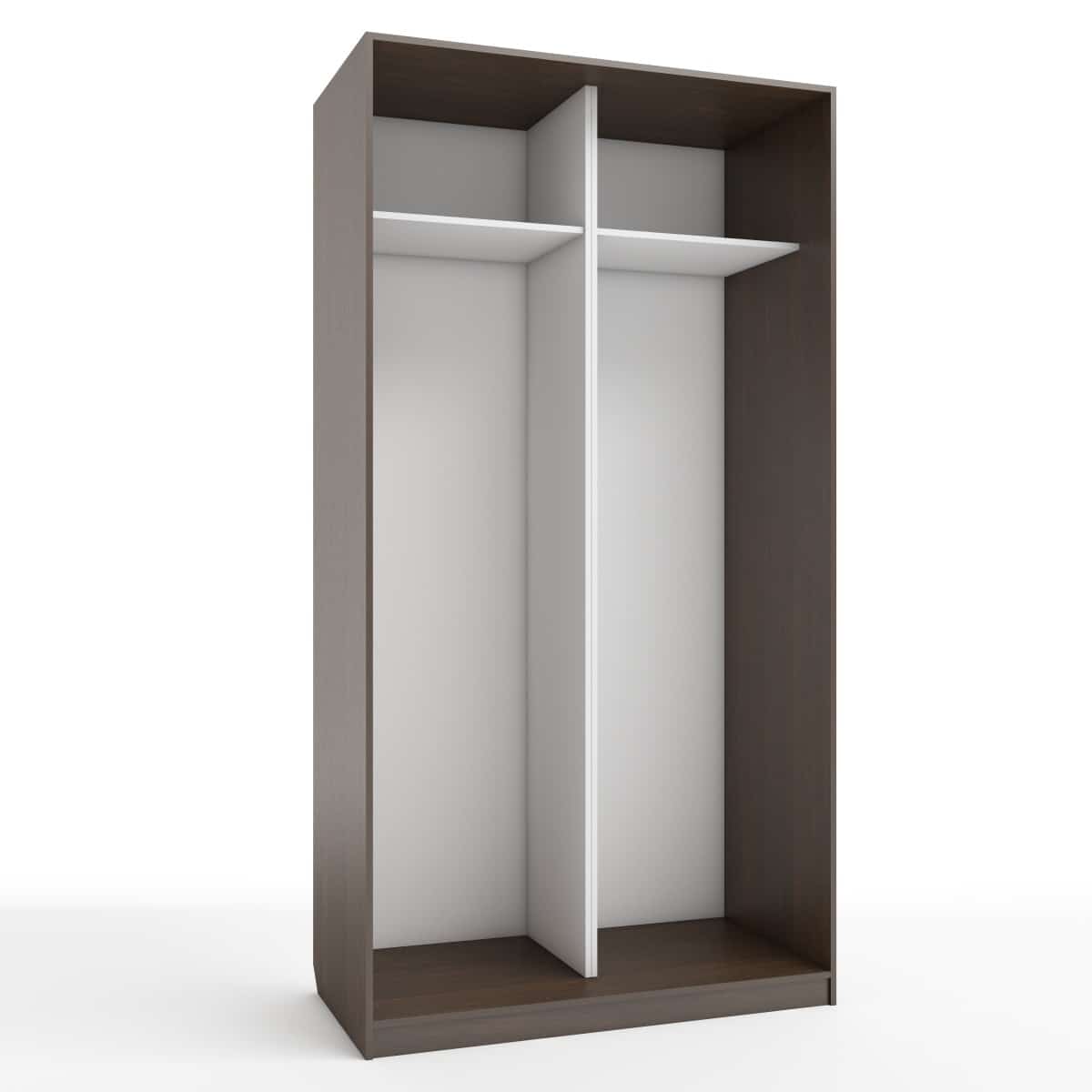 КОРПУС ШКАФА 1200*600*2300 ММ С АНТРЕСОЛЬНЫМИ ПОЛКАМИ (Корпус: ВЕНГЕ ТЕМНЫЙ, Наполнение: БЕЛЫЙ шагрень) - фото 1