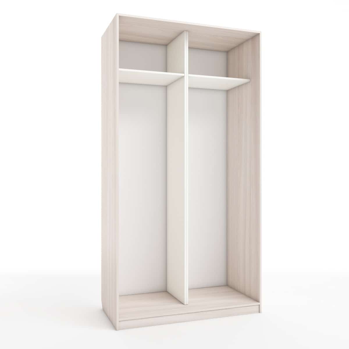 КОРПУС ШКАФА 1200*600*2300 ММ С АНТРЕСОЛЬНЫМИ ПОЛКАМИ (Корпус: ЯСЕНЬ СВЕТЛЫЙ, Наполнение: БЕЛЫЙ шагрень) - фото 1