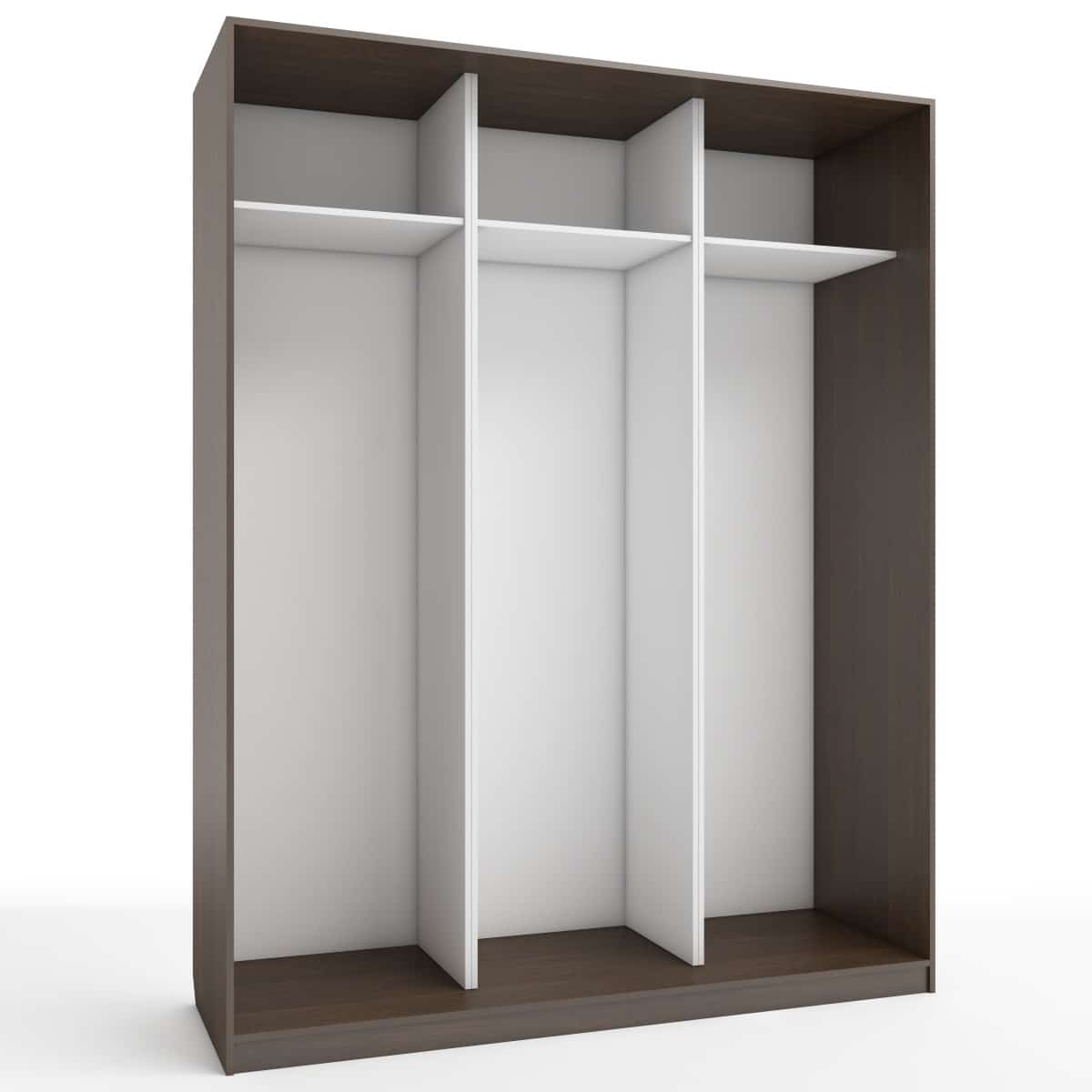 КОРПУС ШКАФА 1800*600*2300 ММ С АНТРЕСОЛЬНЫМИ ПОЛКАМИ (Корпус: ВЕНГЕ ТЕМНЫЙ, Наполнение: БЕЛЫЙ шагрень) - фото 1