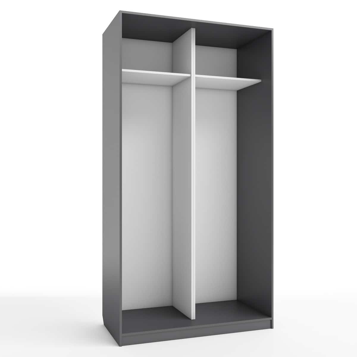 КОРПУС ШКАФА 1200*600*2300 ММ С АНТРЕСОЛЬНЫМИ ПОЛКАМИ (Корпус: ГРАФИТ, Наполнение: БЕЛЫЙ легкий шелк) - фото 1