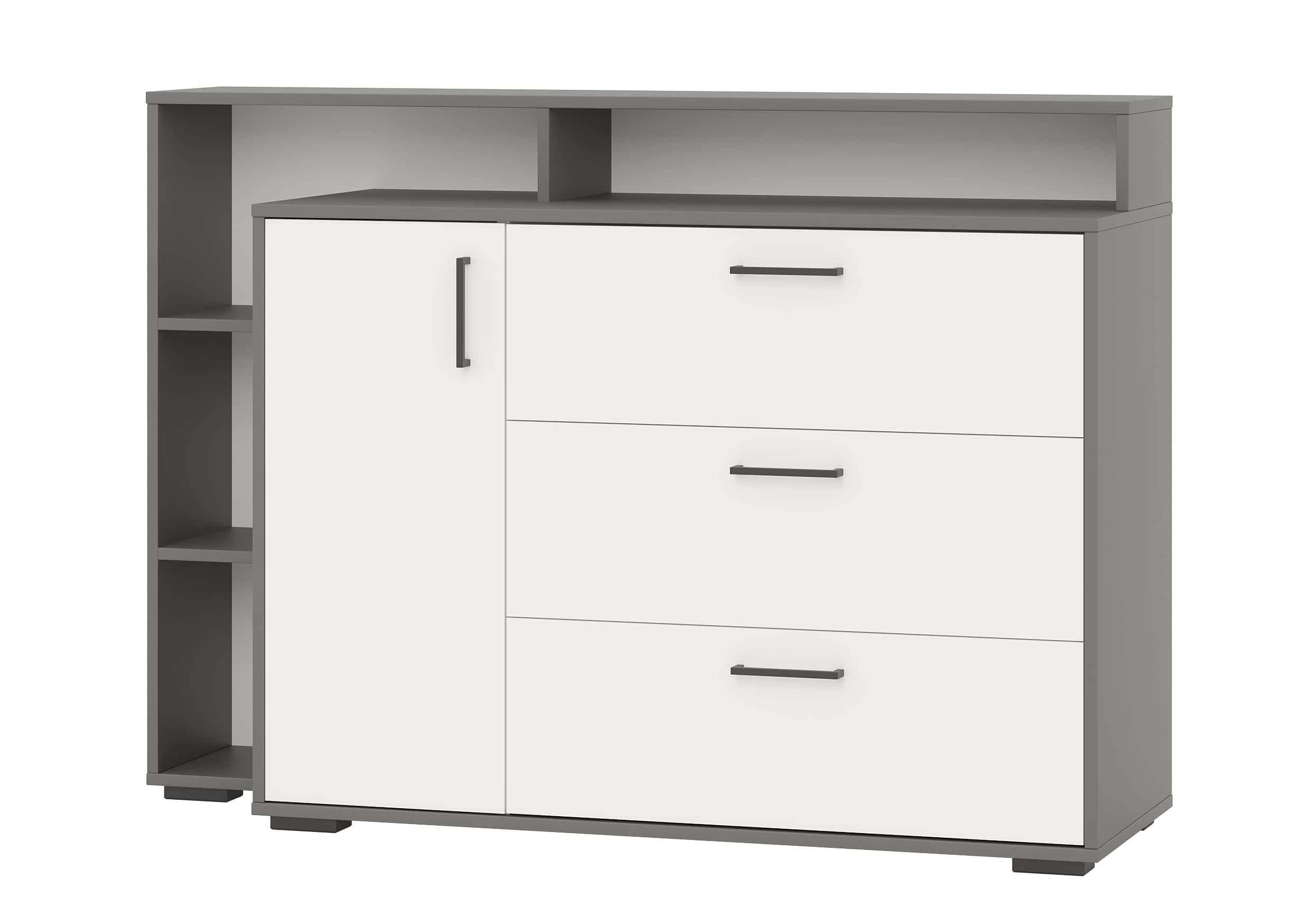 КОМОД С ДВЕРКОЙ И 3ЯЩ. (АРТ. 4-4423) (1320*430*935 ММ) (графит/белый) - фото 1