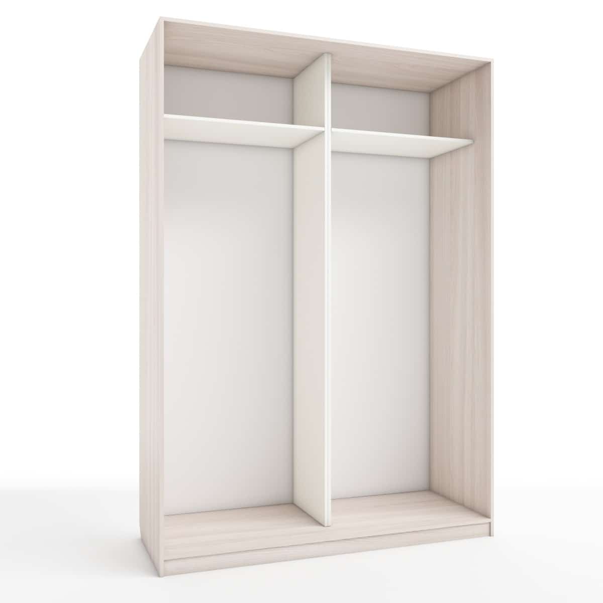 КОРПУС ШКАФА 1600*600*2300 ММ С АНТРЕСОЛЬНЫМИ ПОЛКАМИ (Корпус: ЯСЕНЬ СВЕТЛЫЙ, Наполнение: БЕЛЫЙ шгрень) - фото 1