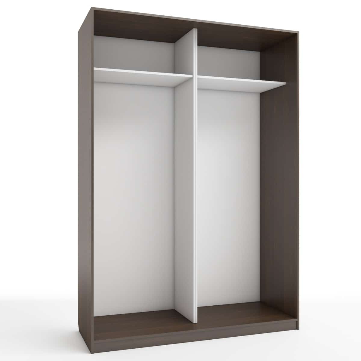 КОРПУС ШКАФА 1600*600*2300 ММ С АНТРЕСОЛЬНЫМИ ПОЛКАМИ (Корпус: ВЕНГЕ ТЕМНЫЙ, Наполнение: БЕЛЫЙ шагрень) - фото 1