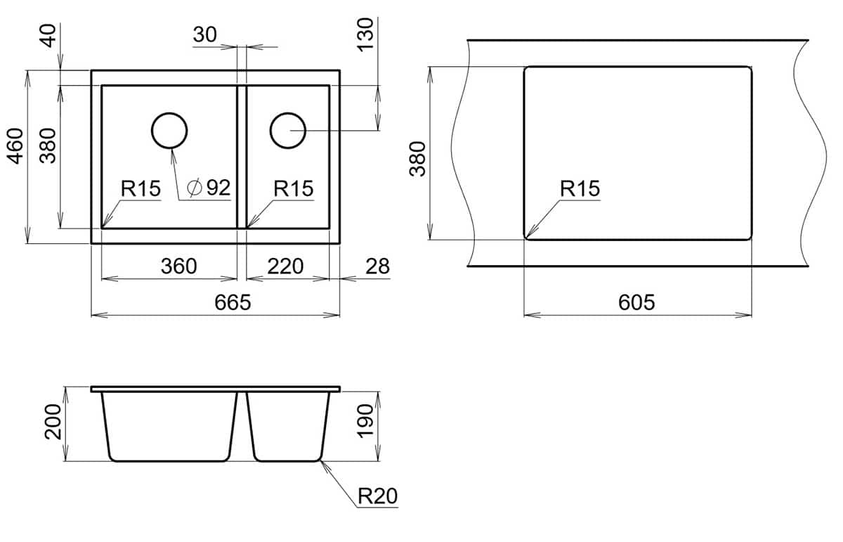EMAR ГРАНИТ EMQ-2665.PL МОЙКА ВРЕЗНАЯ 665*460 (оникс) - фото 2