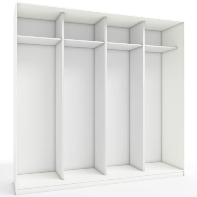 КОРПУС ШКАФА 2400*600*2300 ММ С АНТРЕСОЛЬНЫМИ ПОЛКАМИ, Корпус: БЕЛЫЙ легкий шелк, Наполнение: БЕЛЫЙ легкий шелк, норма