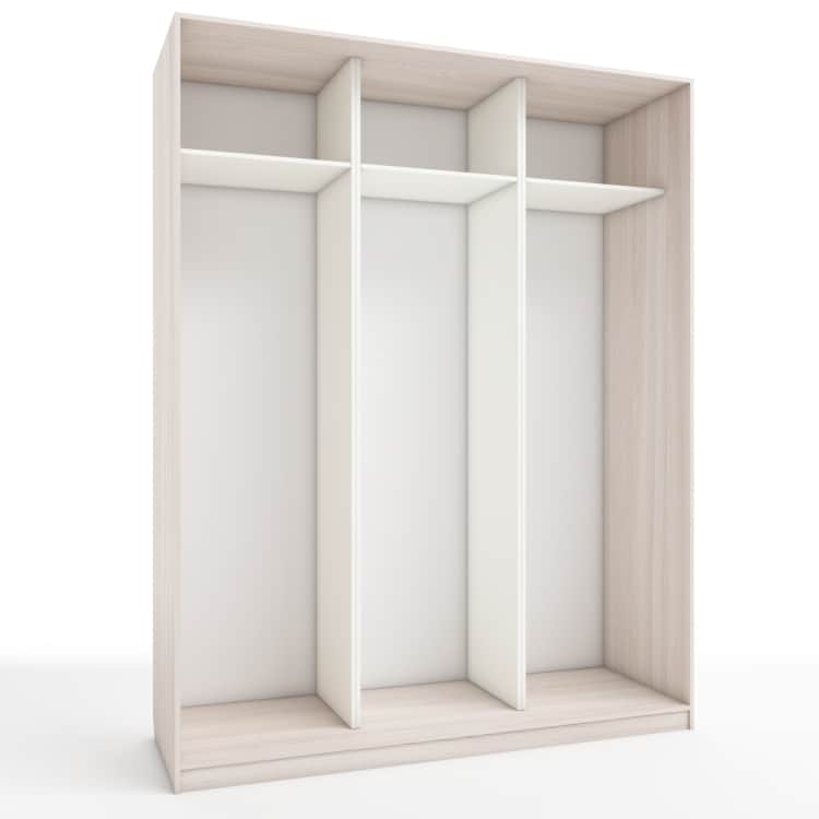 КОРПУС ШКАФА 1800*600*2300 ММ С АНТРЕСОЛЬНЫМИ ПОЛКАМИ, Корпус: ЯСЕНЬ СВЕТЛЫЙ, Наполнение: БЕЛЫЙ шагрень, Распродажа