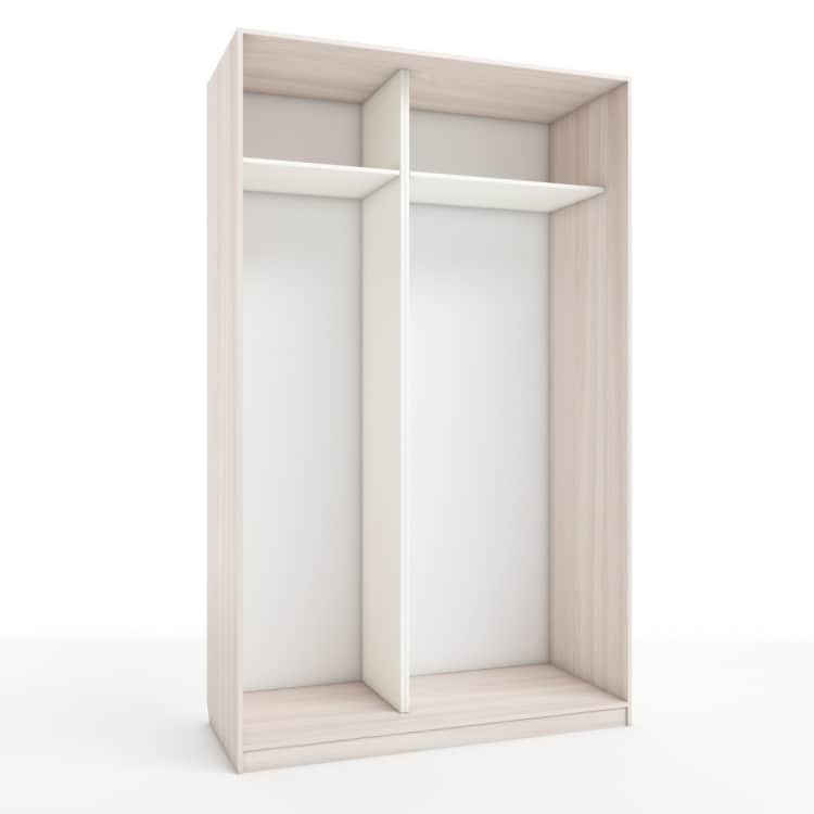 КОРПУС ШКАФА 1400*600*2300 ММ С АНТРЕСОЛЬНЫМИ ПОЛКАМИ, Корпус: ЯСЕНЬ СВЕТЛЫЙ, Наполнение: БЕЛЫЙ шагрень, норма