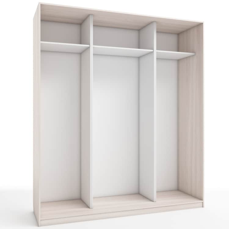 КОРПУС ШКАФА 2000*600*2300 ММ С АНТРЕСОЛЬНЫМИ ПОЛКАМИ, Корпус: ЯСЕНЬ СВЕТЛЫЙ, Наполнение: БЕЛЫЙ шагрень, норма