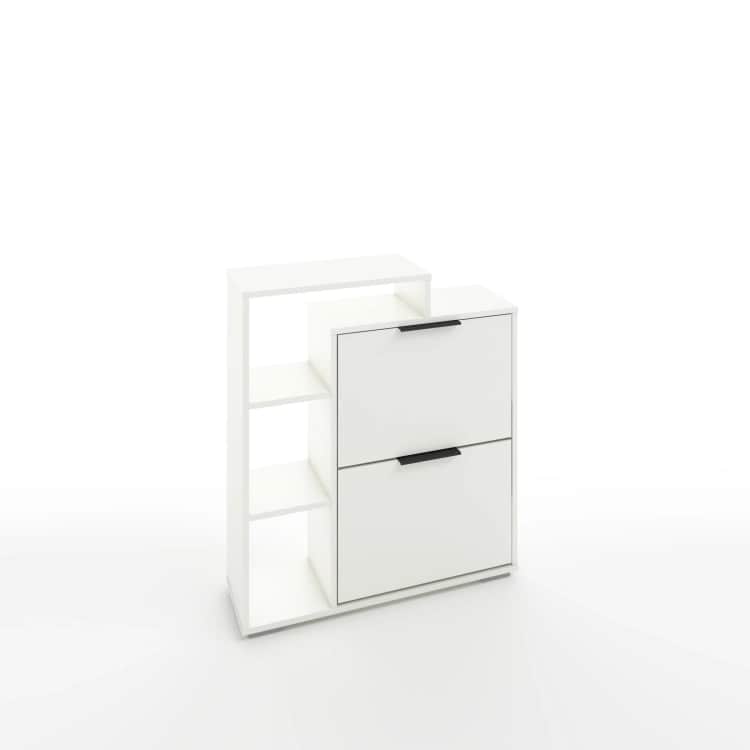 ТУМБА ПОД ОБУВЬ 2 ЯЩИКА (АРТ. ТО-5) (800*245*900ММ), белый шагрень, ручка СА-1, цвет - черный, норма