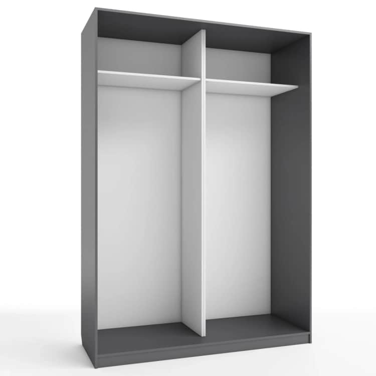КОРПУС ШКАФА 1600*600*2300 ММ С АНТРЕСОЛЬНЫМИ ПОЛКАМИ, Корпус: ГРАФИТ, Наполнение: БЕЛЫЙ шагрень, Распродажа