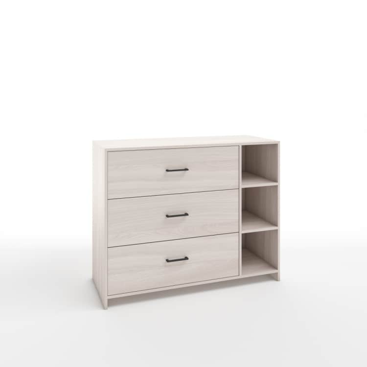 КОМОД №4 С ЧЕРНЫМИ РУЧКАМИ (1130*450*900 ММ), ясень светлый, норма