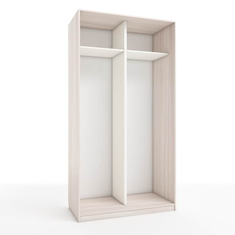 КОРПУС ШКАФА 1200*600*2300 ММ С АНТРЕСОЛЬНЫМИ ПОЛКАМИ, Корпус: ЯСЕНЬ СВЕТЛЫЙ, Наполнение: БЕЛЫЙ шагрень, норма