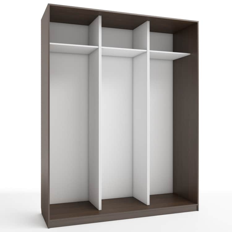 КОРПУС ШКАФА 1800*600*2300 ММ С АНТРЕСОЛЬНЫМИ ПОЛКАМИ, Корпус: ВЕНГЕ ТЕМНЫЙ, Наполнение: БЕЛЫЙ шагрень, Распродажа