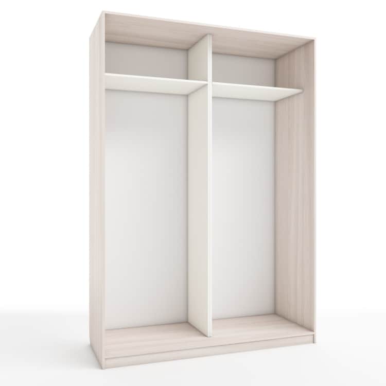 КОРПУС ШКАФА 1600*600*2300 ММ С АНТРЕСОЛЬНЫМИ ПОЛКАМИ, Корпус: ЯСЕНЬ СВЕТЛЫЙ, Наполнение: БЕЛЫЙ шгрень, Распродажа