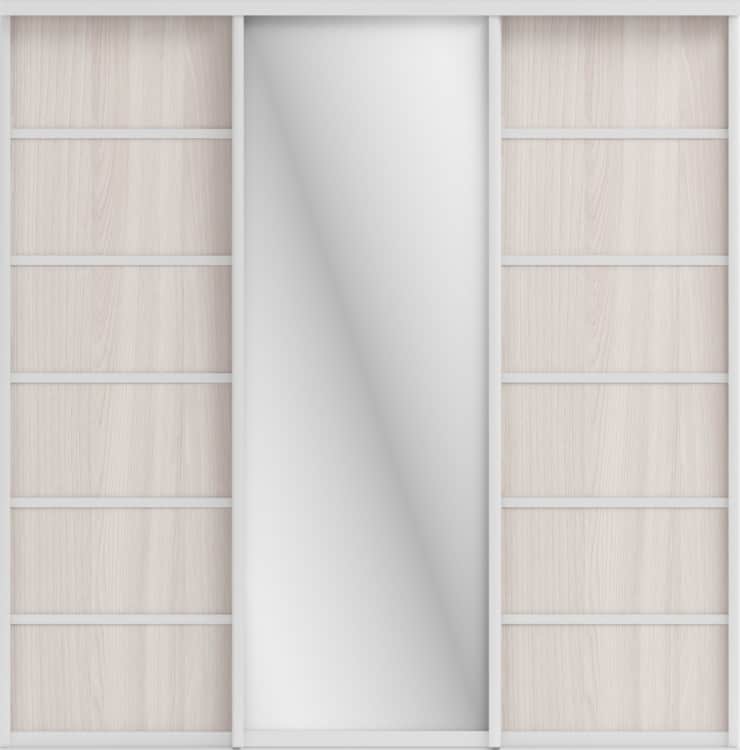 СТИВ (ЗЕРКАЛО/ЛДСП), ясень светлый/профиль С хром, норма