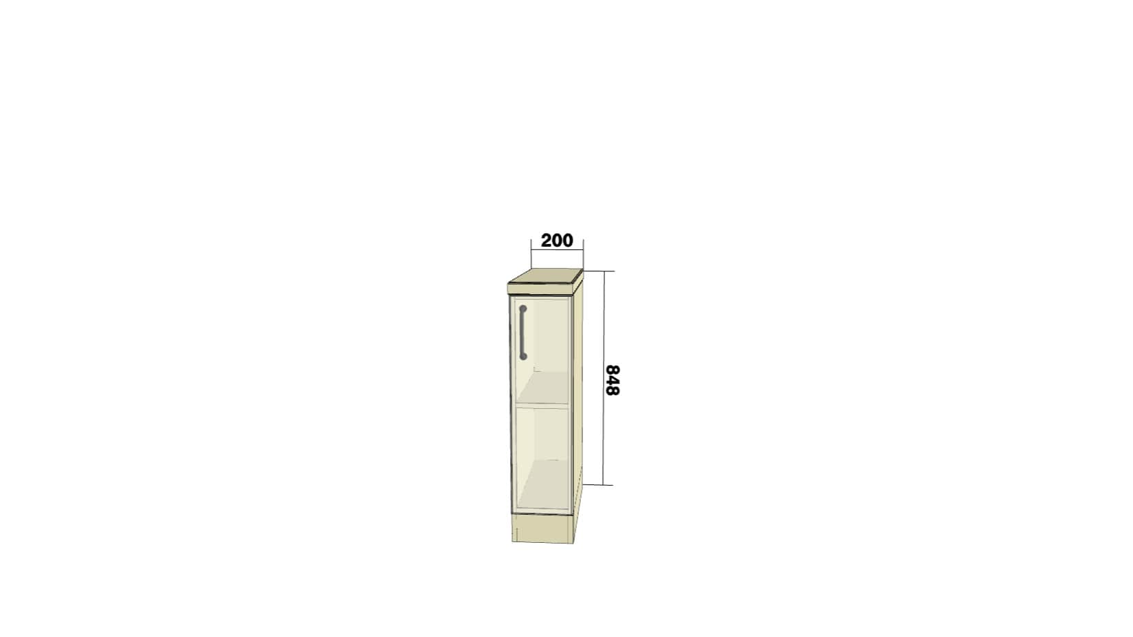Стол с 1 распашной дверью 200 (Р200) (ШхВхГ: 200x715x500); Без столешницы - изображение 2