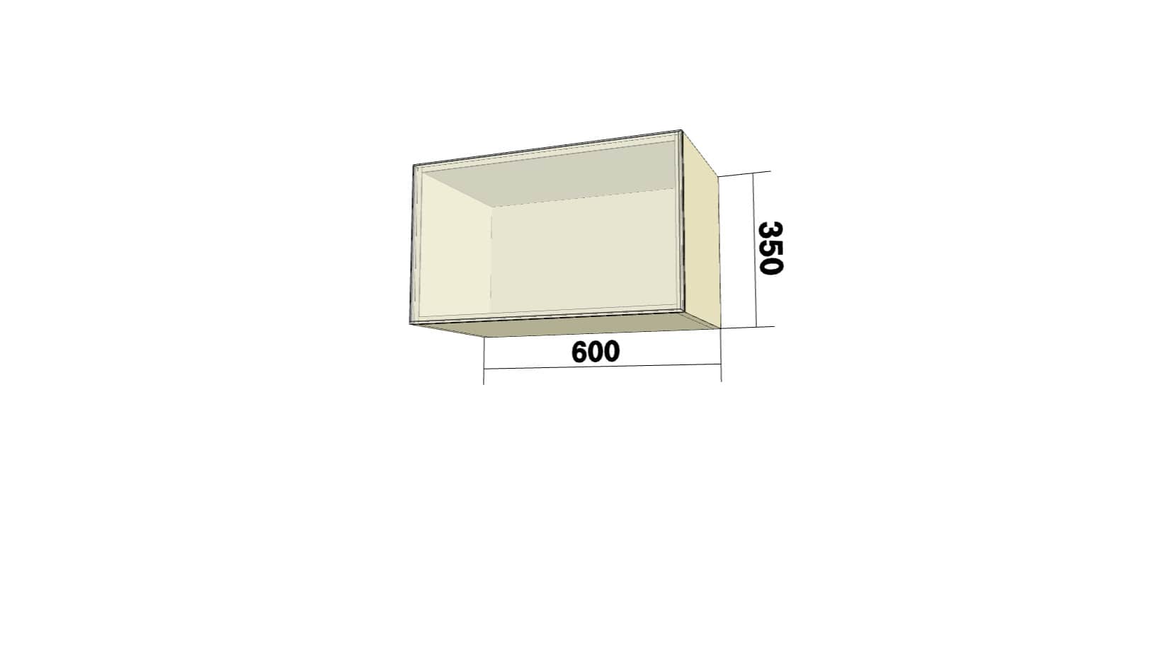 Шкаф с 1 откидной дверью под вытяжку (О (вытяж.)600) (ШхВхГ: 600x350x326) - изображение 2